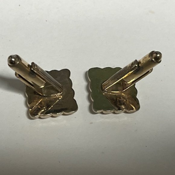 VTG Gold Tone Square Shaped Striped Ribbon Style Cuff Links Retro Gift - Picture 12 of 14